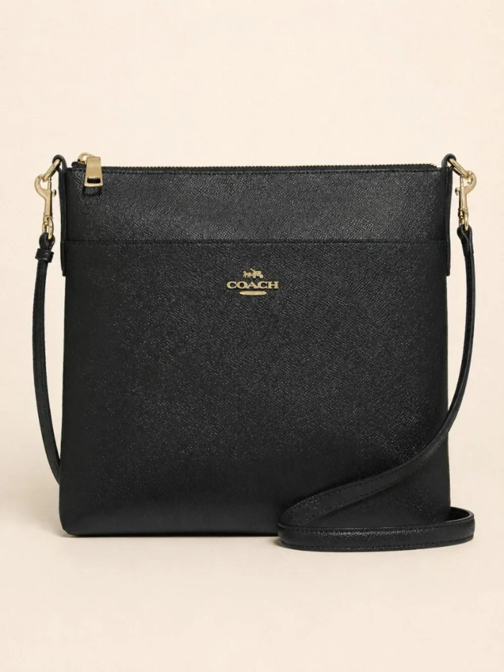 Coach Kitt Crossbody Messenger Bag Black Crossgrain Leather 59975